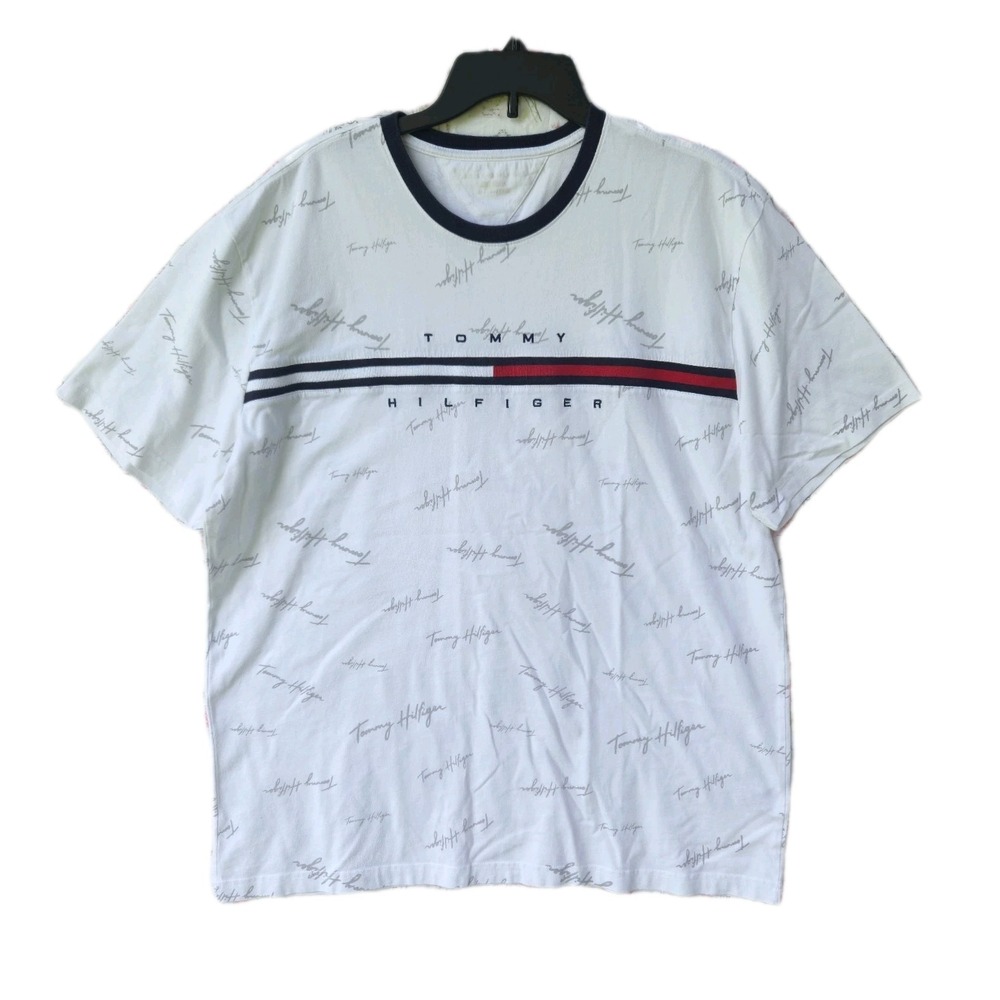 Tommy Hilfiger XXL White Crew Neck Short Sleeve Graphic Logo Cotton T-Shirt